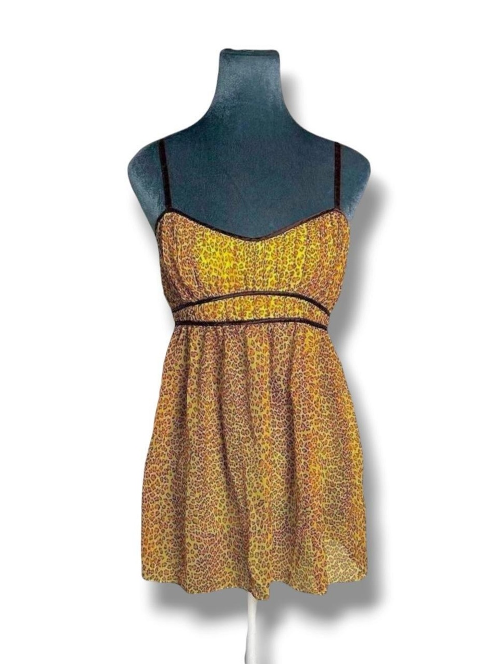Victoria's Secret 2000s Leopard Animal Print Empire Waist Babydoll Cami Top M
